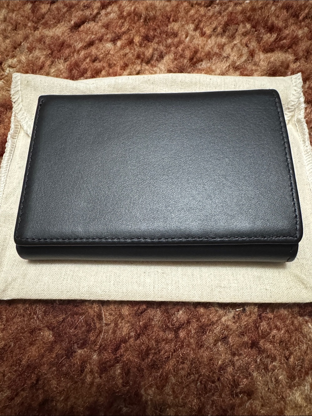 Stay Fine Men's Black Top Grain Leather Trifold Wallet